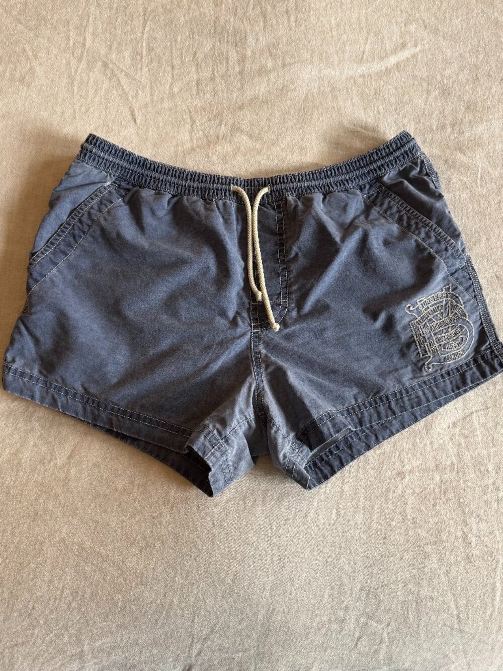 Vintage Burberry Brit Women's Swim Shorts Medium Navy